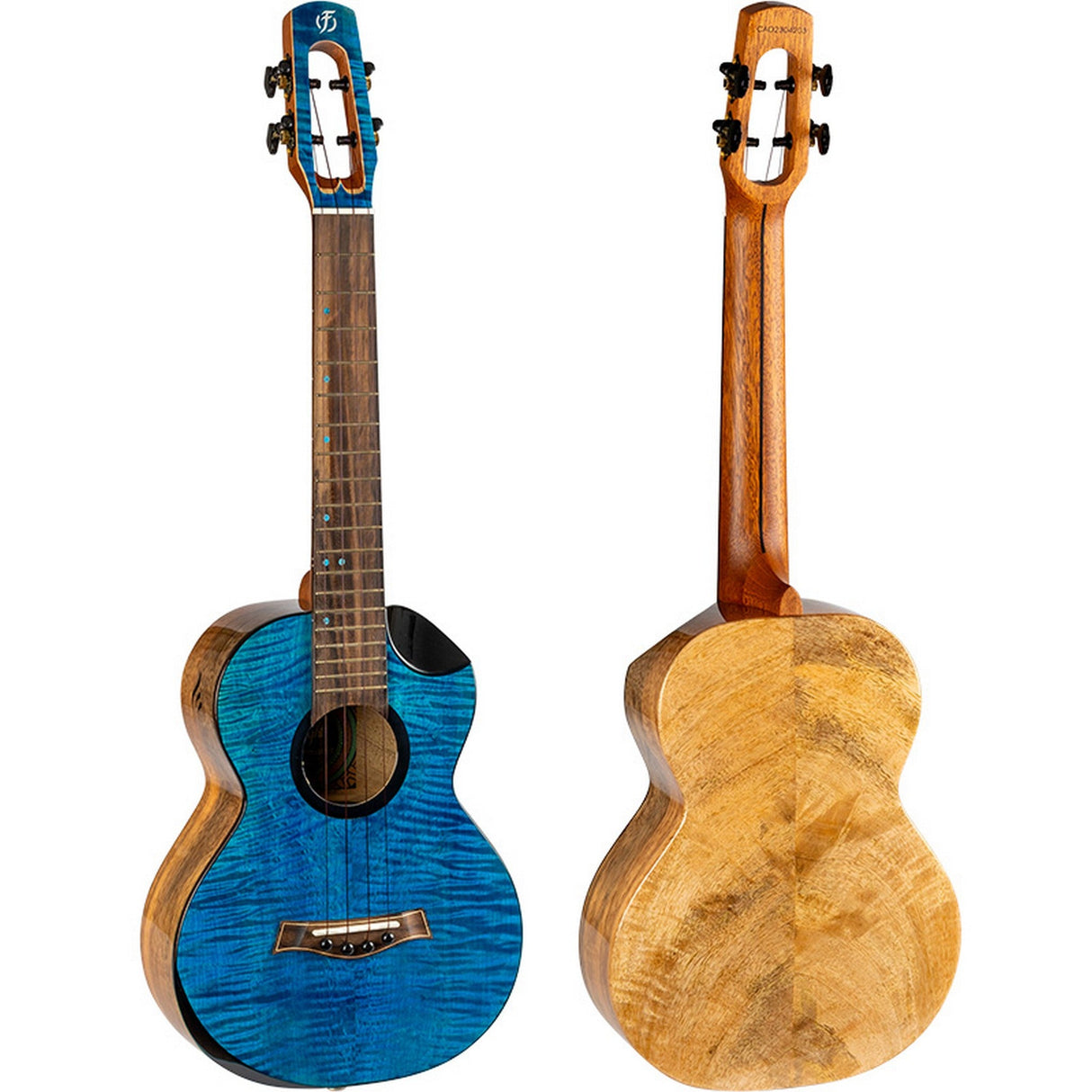 Flight Comet EQ-A Tenor Solid Flamed Maple Rosewood Ukulele, Blue