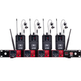 Galaxy Audio AS-4400 with 4 Wireless In-Ear Monitors and 4 UHF 16-Channel Transmitters in 1U Rack Space