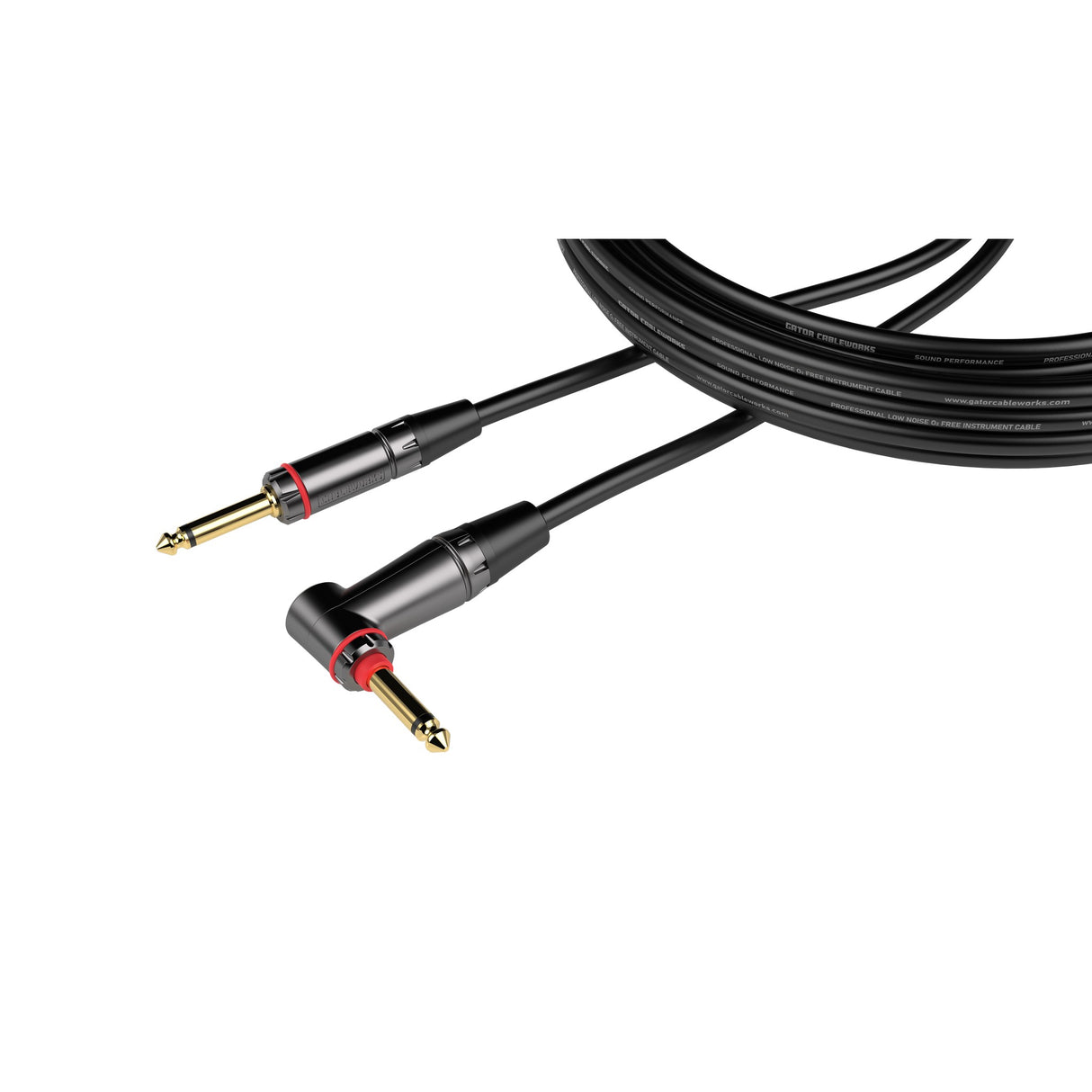 Gator CBW-HDLINST-CBLE-QT-RA-30 Headliner Series Straight to Right-Angled Quiet Instrument Cable, 30-Foot