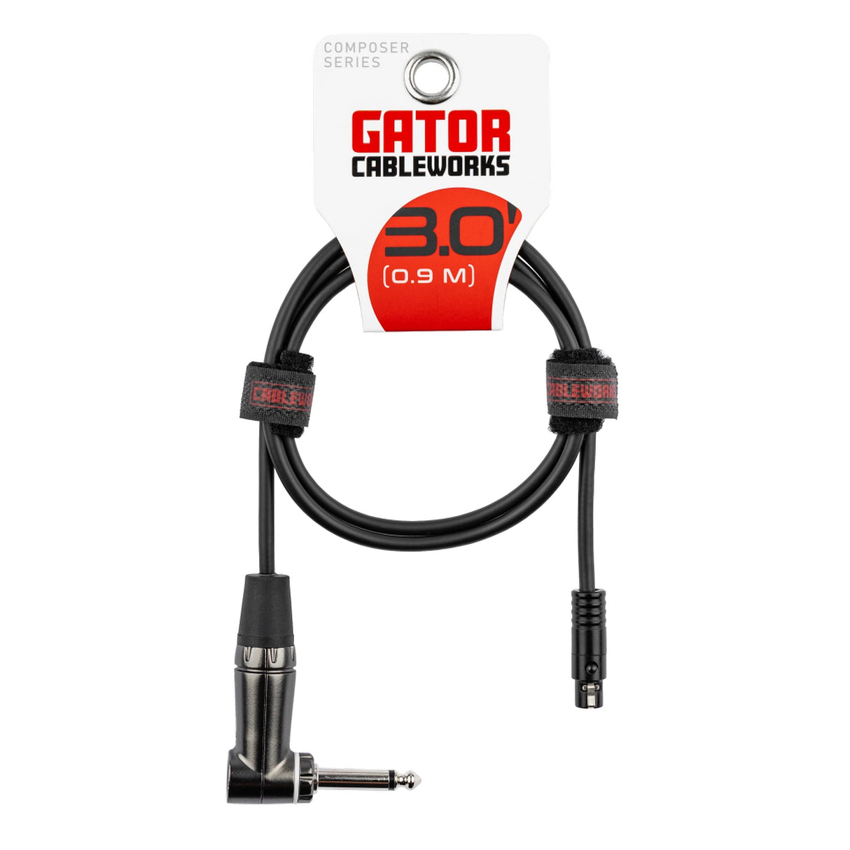 Gator Cableworks GCWC-TA4F-3RA Right Angle 1/4" to TA4F Instrument Cable, 3-Feet