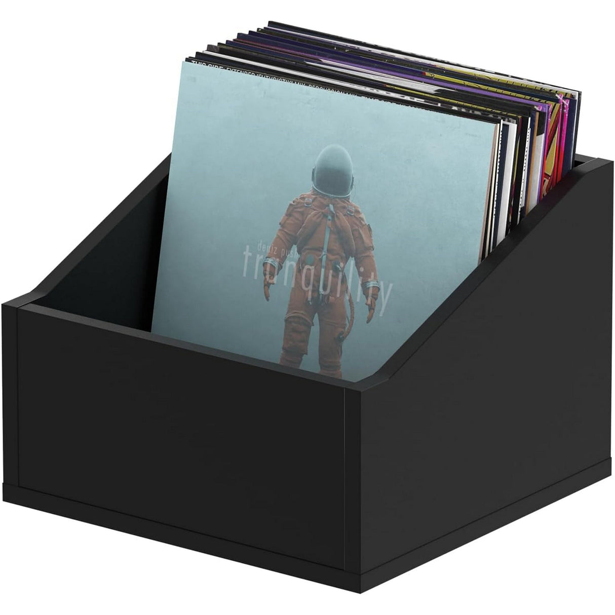 Glorious Record Box Advanced 110 Black Slanted Storage Box for Up to 110 12-Inch Records