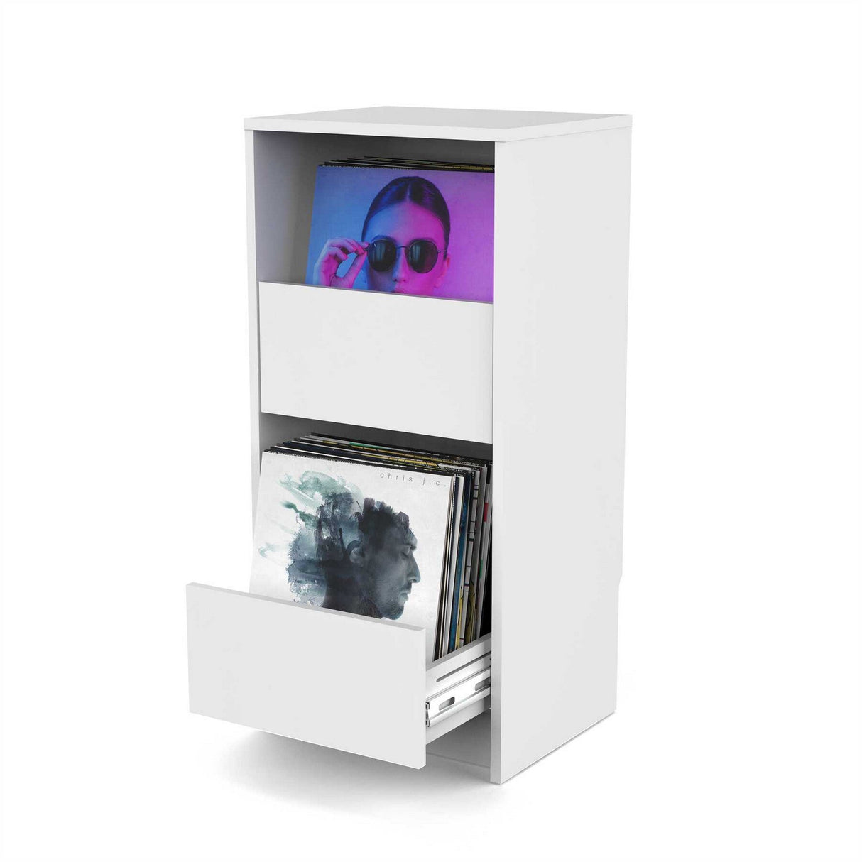 Glorious Vinyl Vault Record Storage Cabinet - White