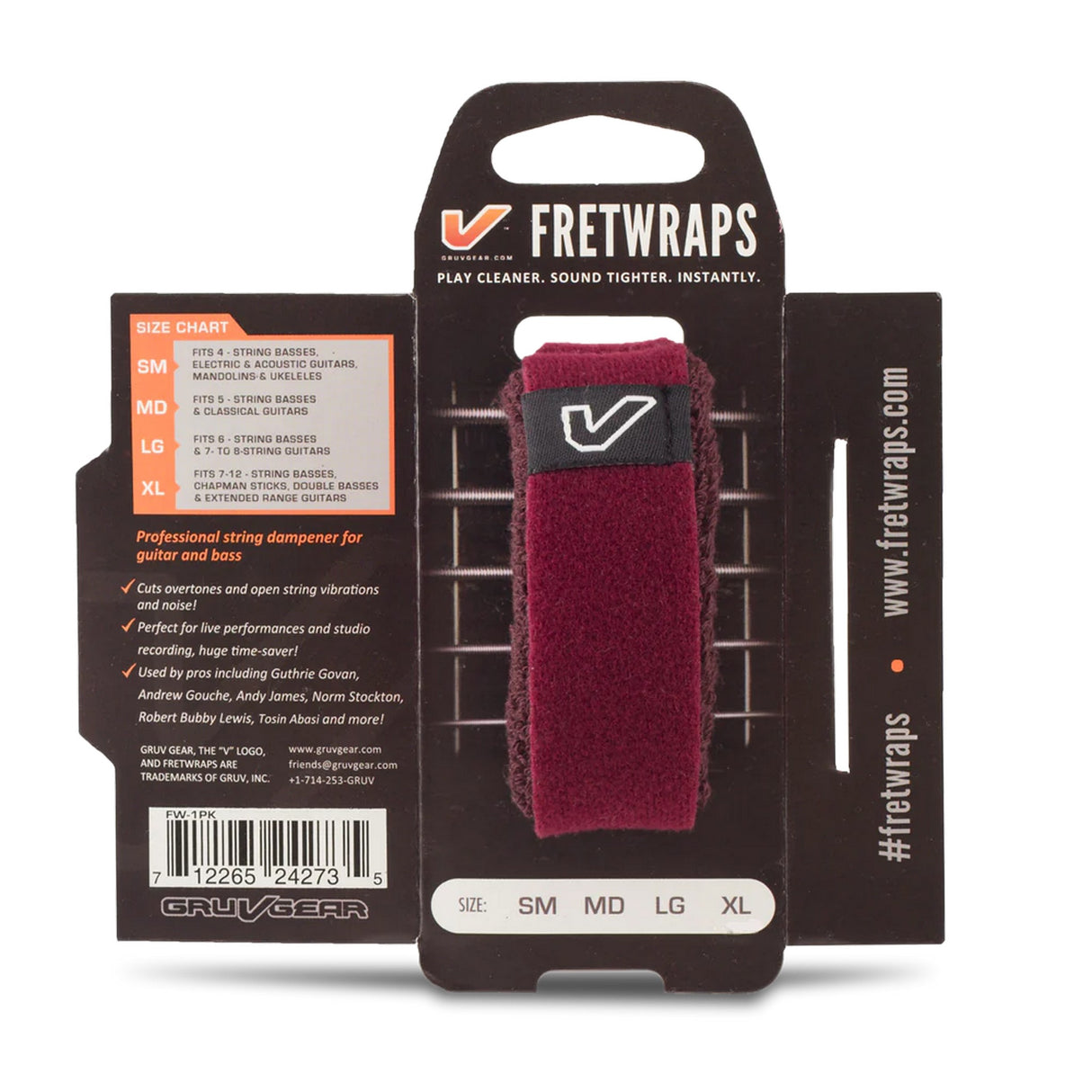 Gruv Gear FretWraps String Muter, HD Wine, 1-Pack, Burgundy, Extra Large