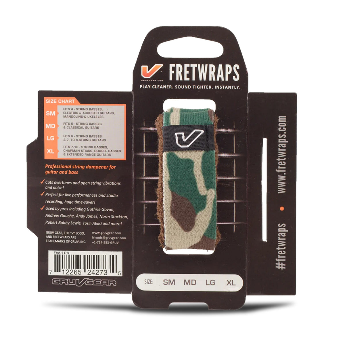 Gruv Gear FretWraps String Muter, Camo, 1-Pack, Green, Small