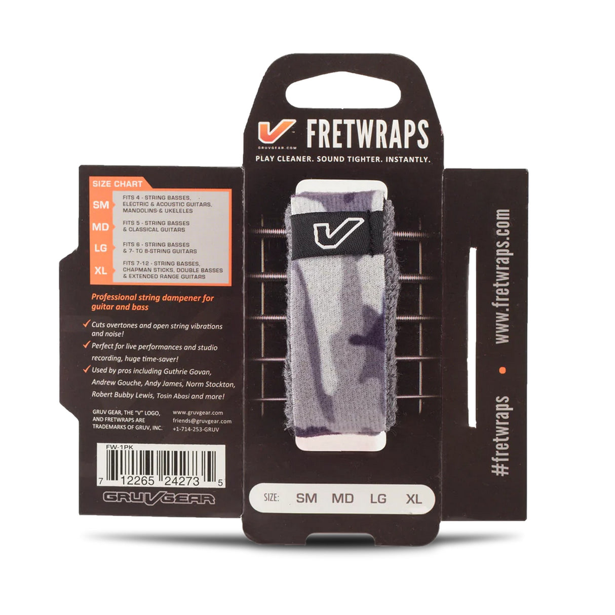 Gruv Gear FretWraps String Muter, Camo 1-Pack, White, Large