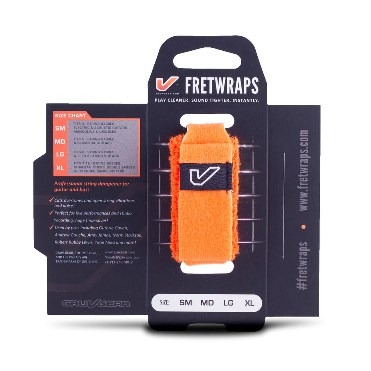 Gruv Gear FretWraps String Muter, HD Flare, 1-Pack, Orange, Large