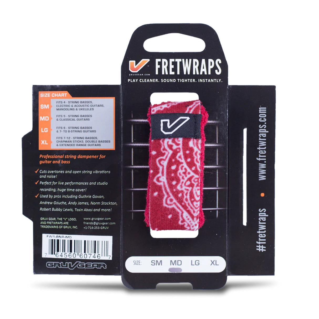 Gruv Gear Bandana FretWraps String Muter, Red, Medium