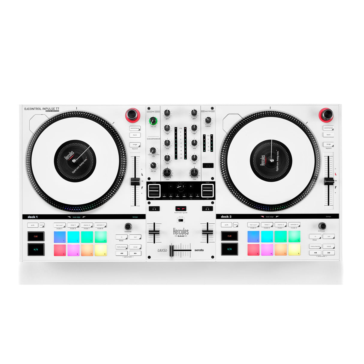 Hercules DJ Control Inpulse T7 2-Deck DJ Controller, White