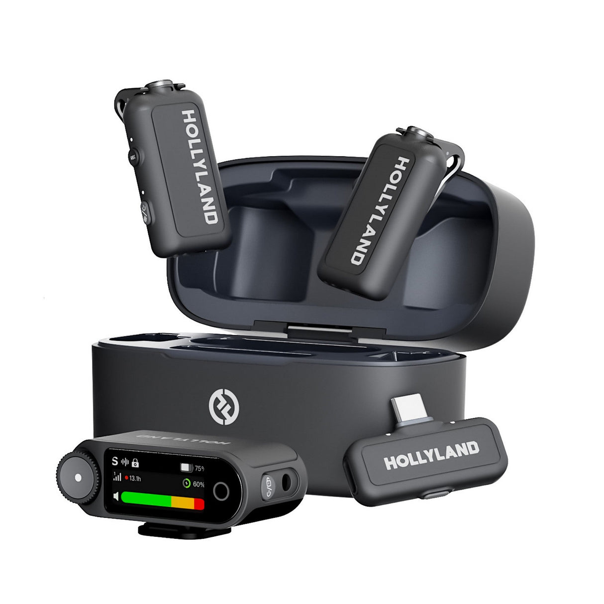Hollyland LARK MAX 2 Combo 2-Person 2.4 GHz Wireless Microphone System, Space Gray
