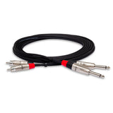 Hosa HPR-010X2 Dual REAN 1/4-Inch TS to RCA Pro Stereo Interconnect Cable, 10-Feet