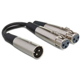 Hosa YXF-119 XLR Male to 2x XLR Female Y-Cable, 6-Inch