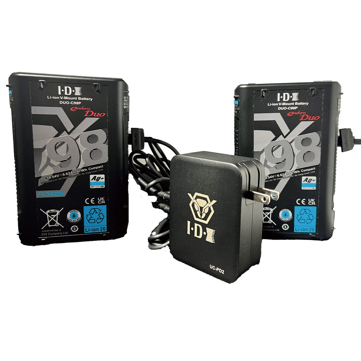 IDX DUO Travel Bundle 1, DUO-C98P V-Mount Battery and PD Charger