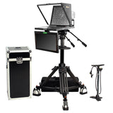 Ikan PT419W-TM-PEDESTAL 19-Inch Widescreen Teleprompter with Talent Monitor, Pedestal, and Dolly Turnkey