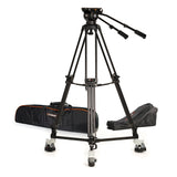 Ikan EG20A2D 2-Stage Aluminum 100mm Fluid Head Tripod and Dolly Kit with Counterbalance