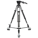 Ikan EG780A2D 2-Stage Aluminum Fluid Head Tripod Kit with Dolly and Adjustable Drag<