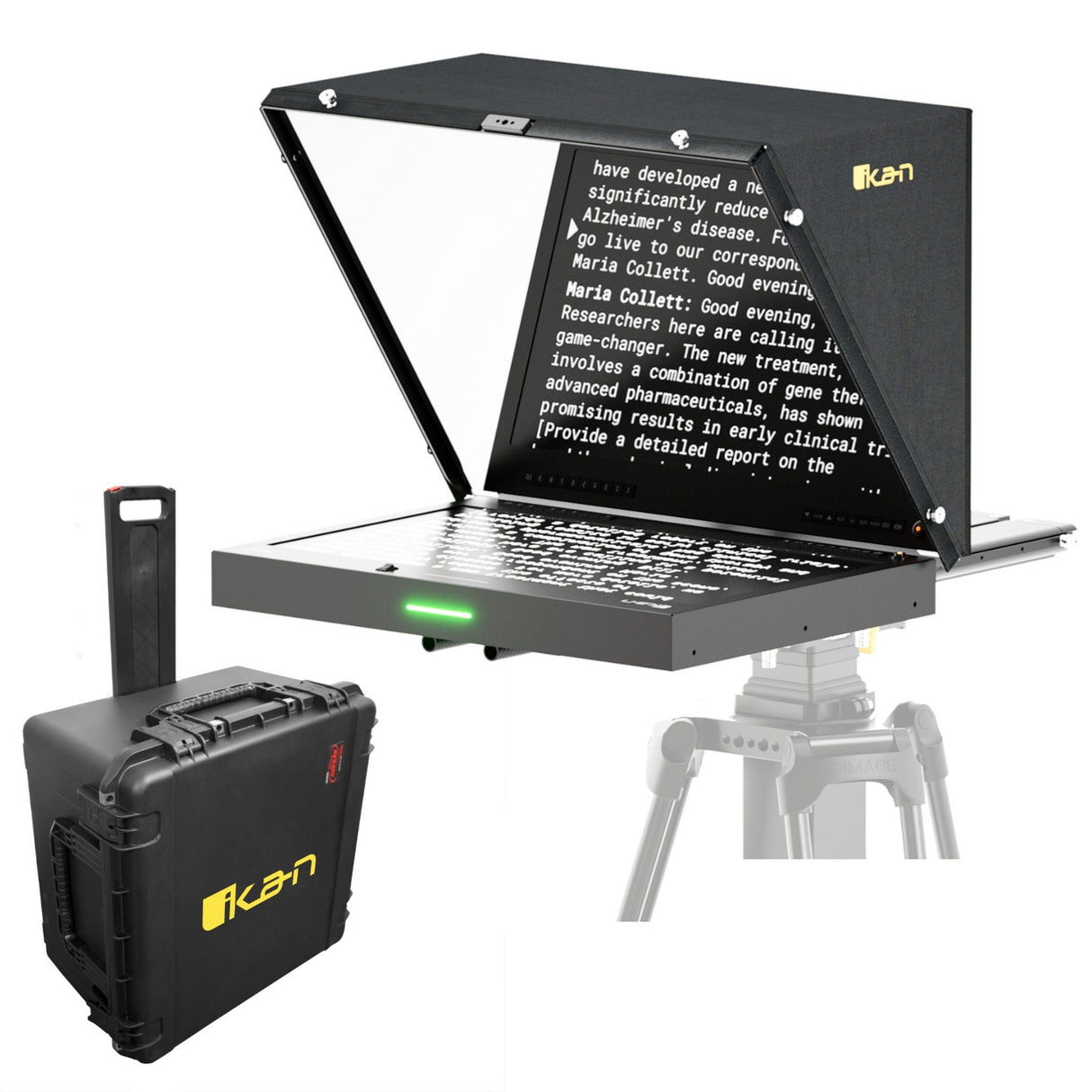 Ikan PT419W-NDI-TK Aura 19-Inch POE++ NDI Teleprompter with Full Encoding/Decoding IP Tally Light and Travel Kit
