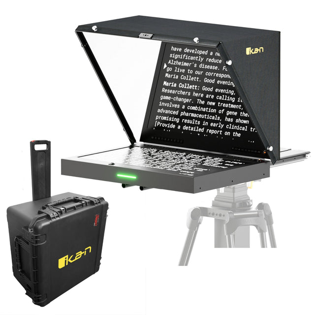Ikan PT419W-NDI-TK Aura 19-Inch POE++ NDI Teleprompter with Full Encoding/Decoding IP Tally Light and Travel Kit