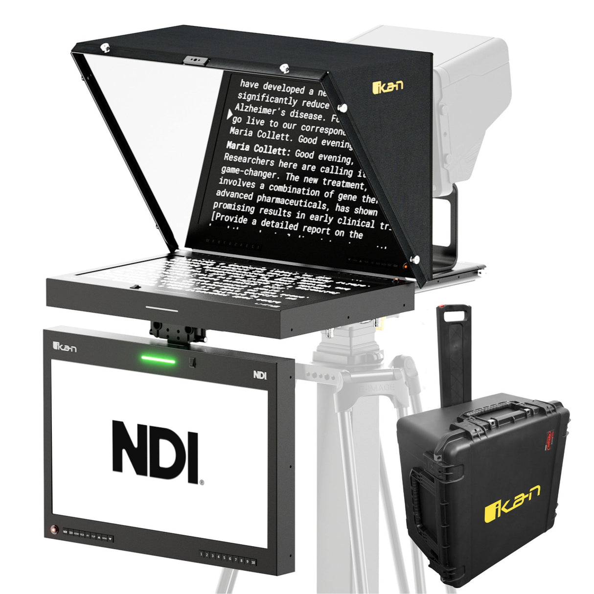 Ikan PT419W-NDI-TMN-TK Aura 19-Inch POE++ NDI Teleprompter Talent Monitor with Full Encoding/Decoding IP Tally Light