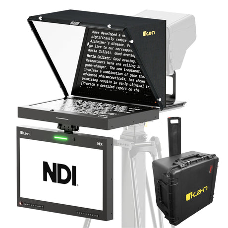 Ikan PT419W-NDI-TMN-TK Aura 19-Inch POE++ NDI Teleprompter Talent Monitor with Full Encoding/Decoding IP Tally Light