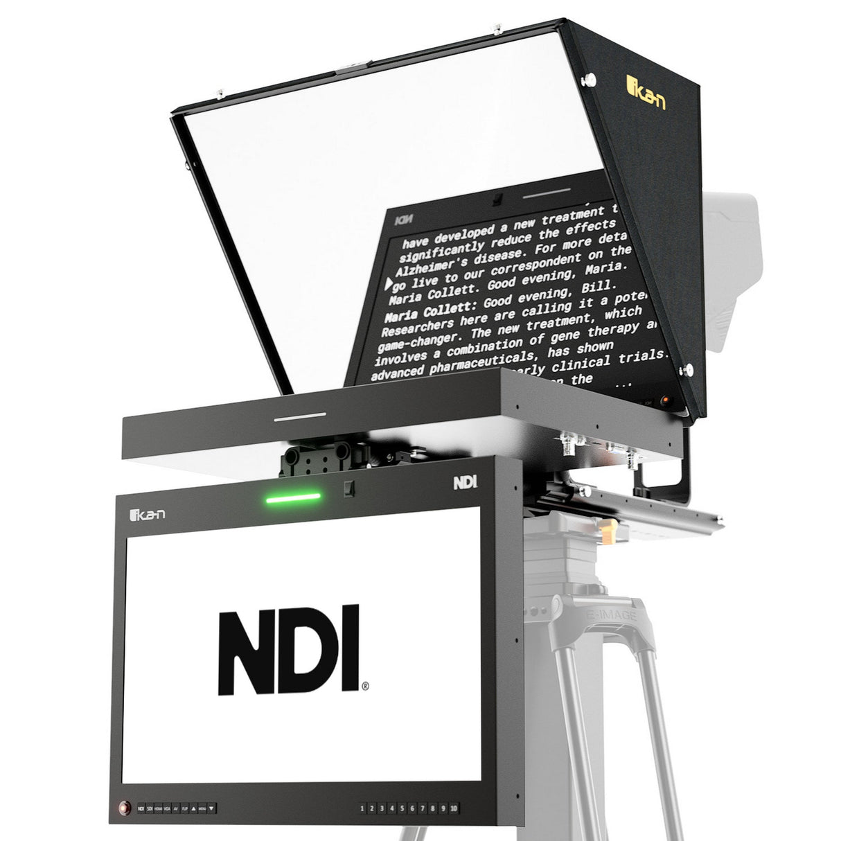 Ikan PT419W-NDI-TMN Aura 19-Inch POE++ NDI Teleprompter Talent Monitor with Full Encoding/Decoding and IP Tally Light