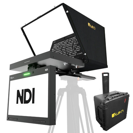 Ikan PT419W-PTZ-NDI-TMN-TK Aura 19-Inch POE++ PTZ NDI Teleprompter Talent Monitor with Full Encoding/Decoding IP Tally