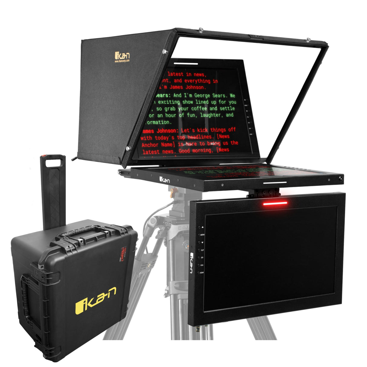 Ikan PT419W-PTZ-TM-TK 19-Inch PTZ Teleprompter with Widescreen Monitor Talent and Travel Kit