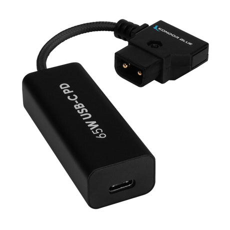 Kondor Blue Female USB-C PD to D-Tap Battery Charging Cable - Black