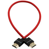 Kondor Blue HDMI to HDMI 16-Inch Thin Braided Cable for on Camera Monitors, Cardinal Red