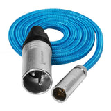 Kondor Blue 3-Foot Mini XLR Male to XLR Male Blue Braided Cable