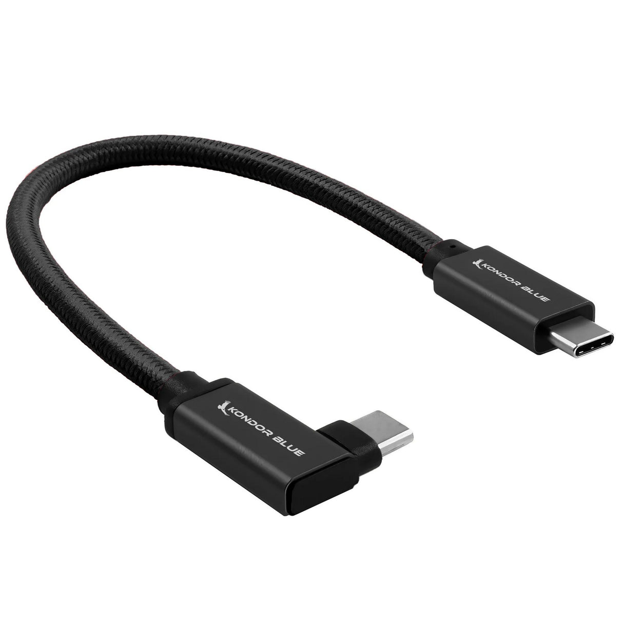 Kondor Blue USB C to USB C High Speed Cable for Samsung T5 T7 SSD, Right Angle, Raven Black