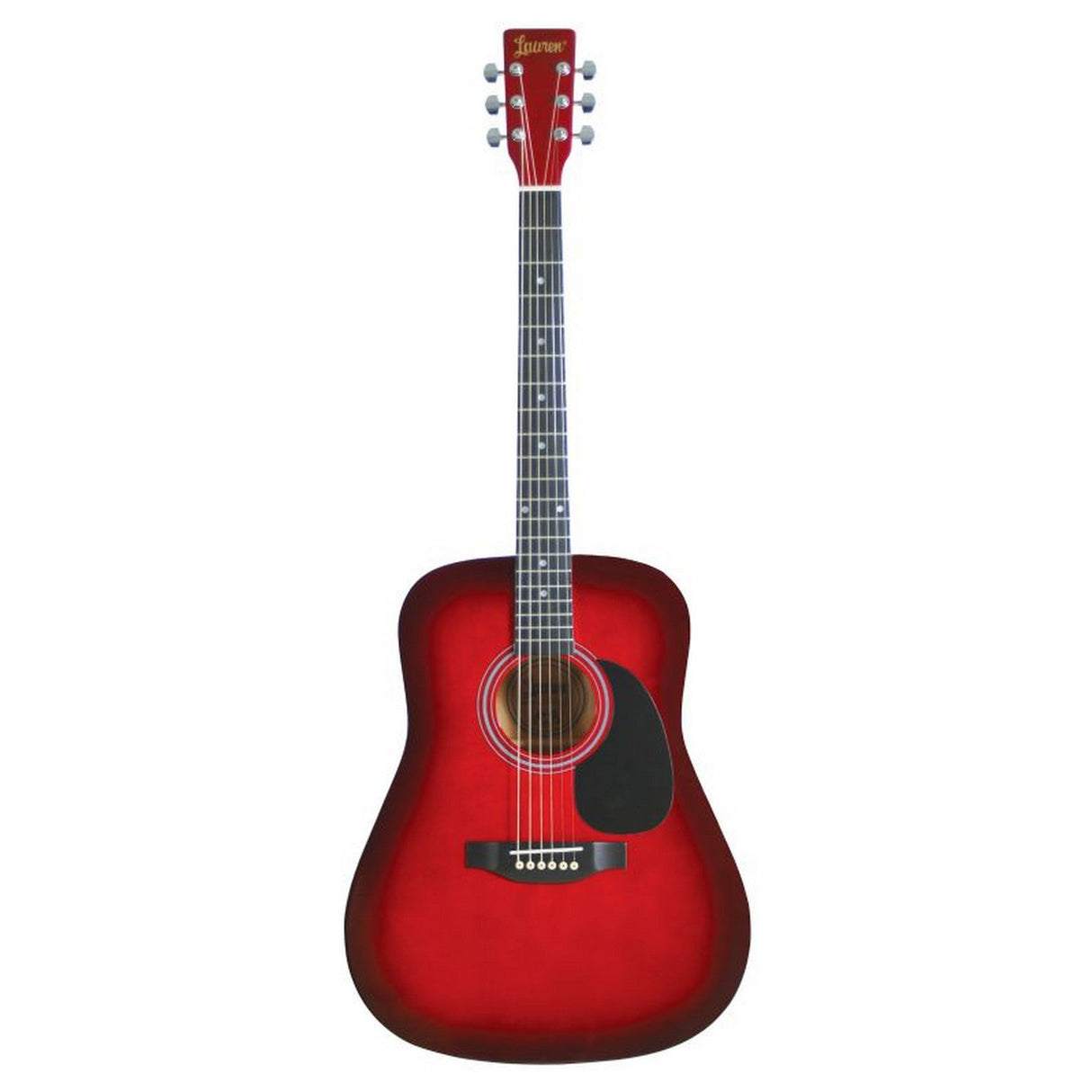 Lauren LA125RD 6-String Dreadnought Acoustic Guitar, Red