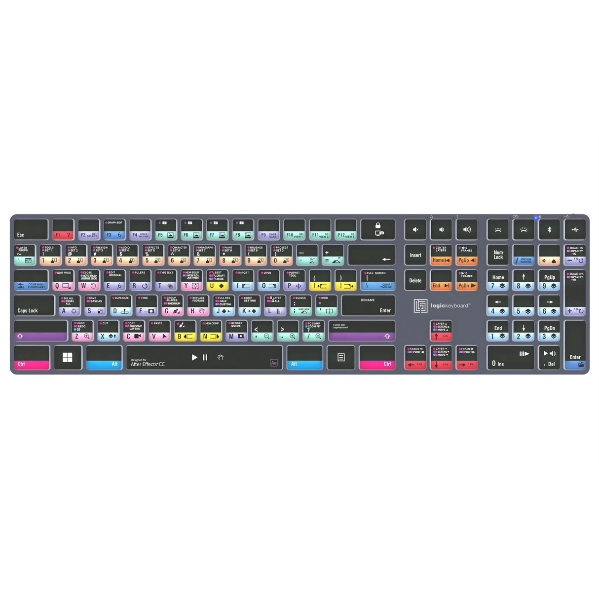 Logickeyboard TITAN Wireless Backlit Keyboard for Adobe After Effects CC, US Windows