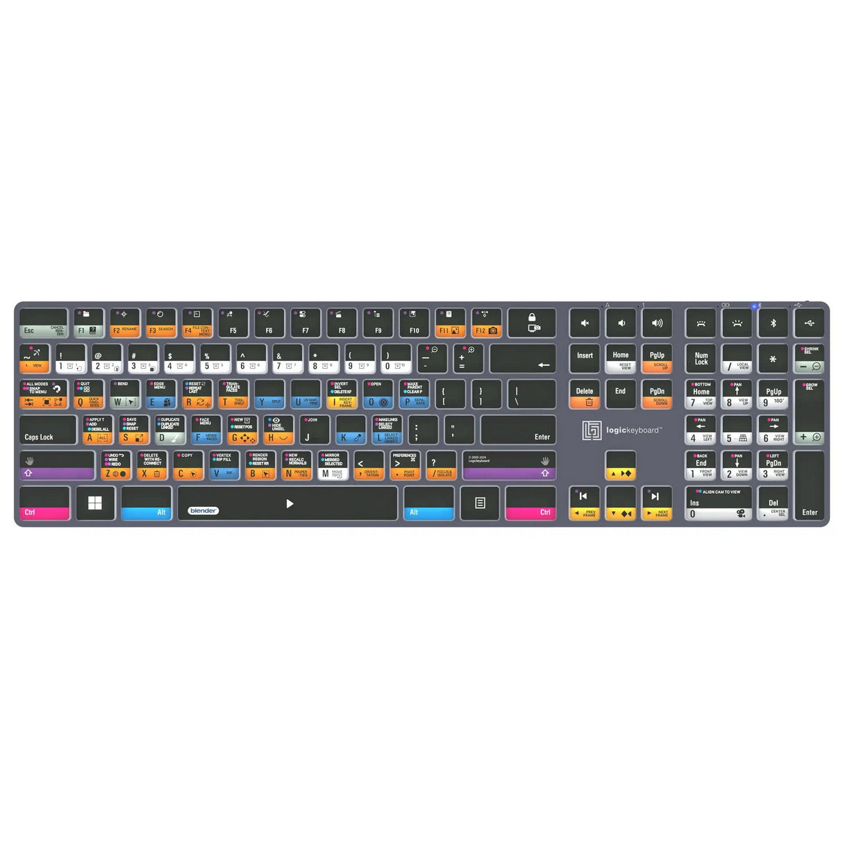 Logickeyboard TITAN Wireless Backlit Keyboard for Blender 3D, US Windows