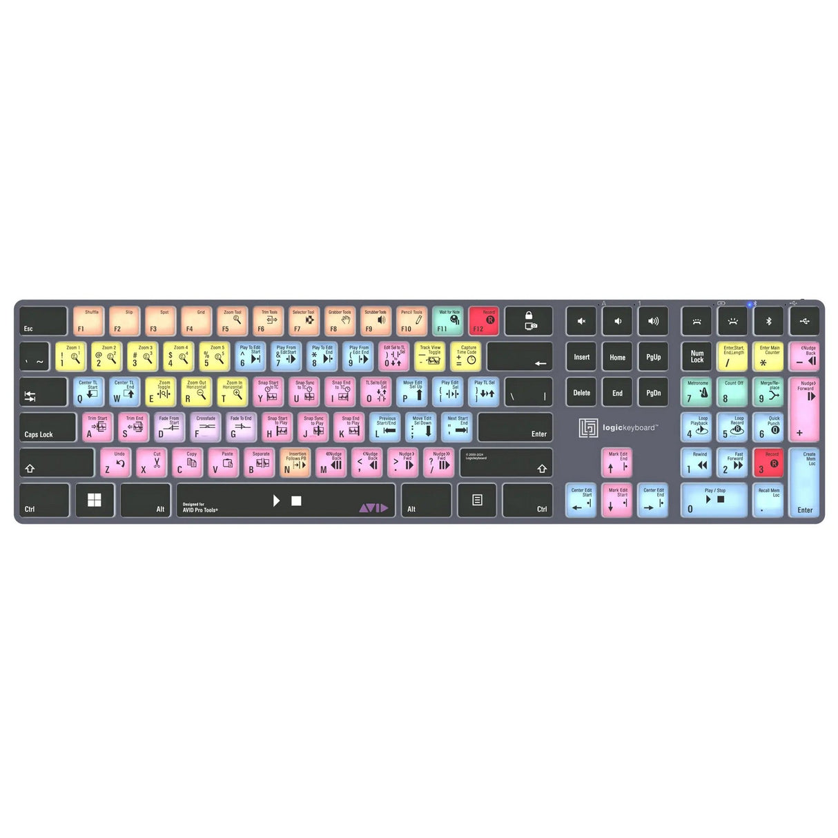 Logickeyboard TITAN Wireless Backlit Keyboard for Avid Pro Tools, US Windows