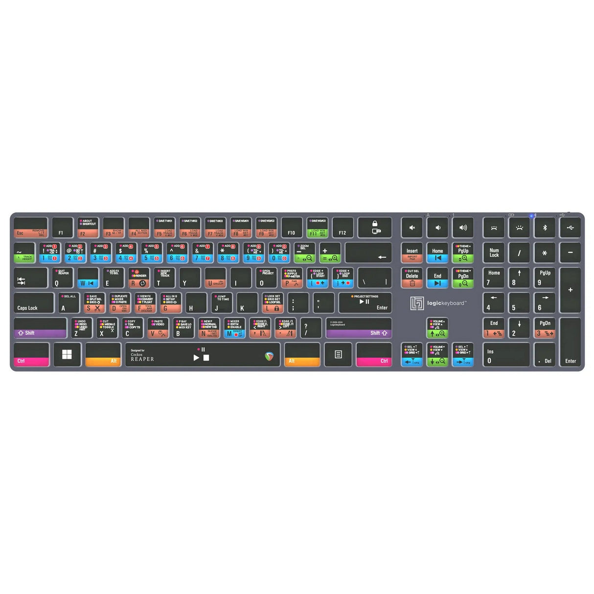 Logickeyboard TITAN Wireless Backlit Keyboard for Cockos Reaper, US Windows