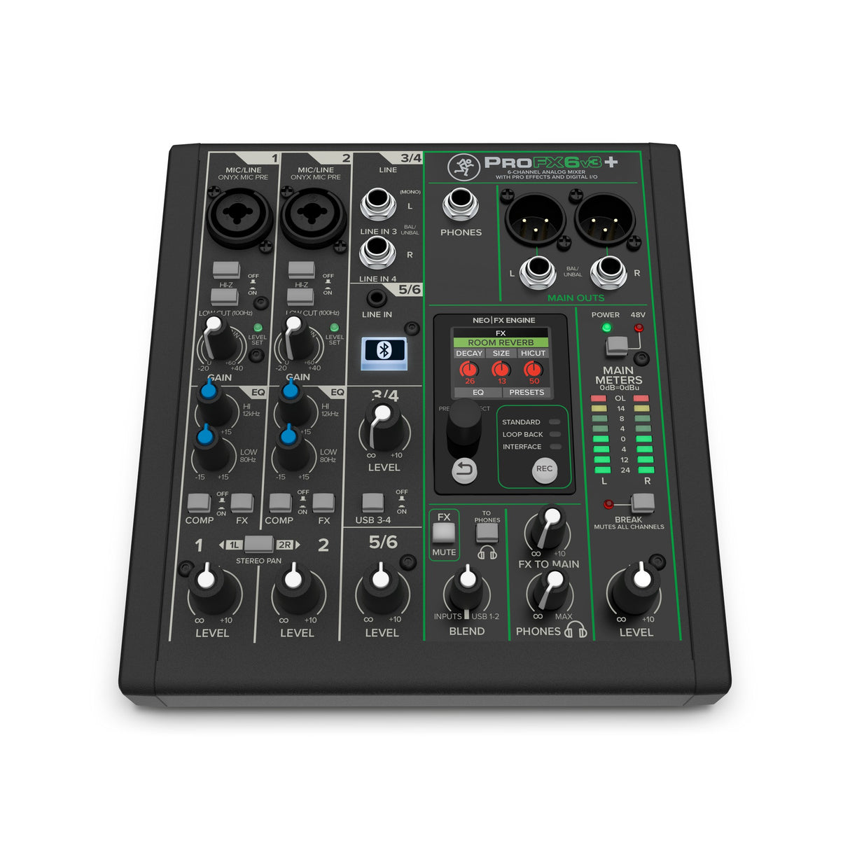 Mackie ProFX6v3+ 6-Channel Bluetooth Analog Mixer with USB Recording