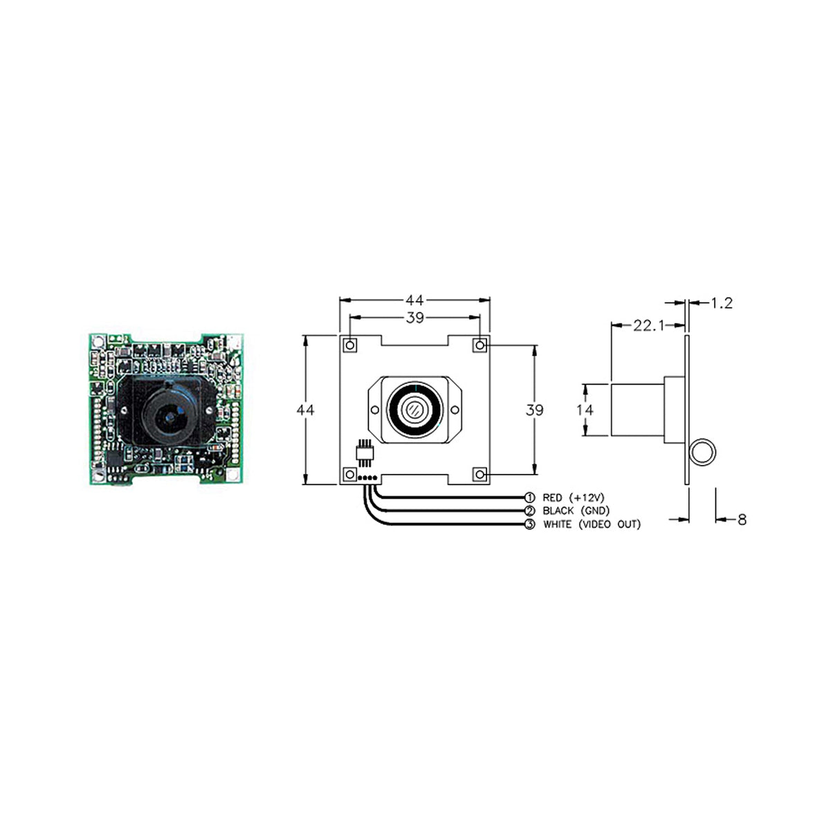 Marshall Electronics V 1205 Low Light Board Camera, 0.05 Lux