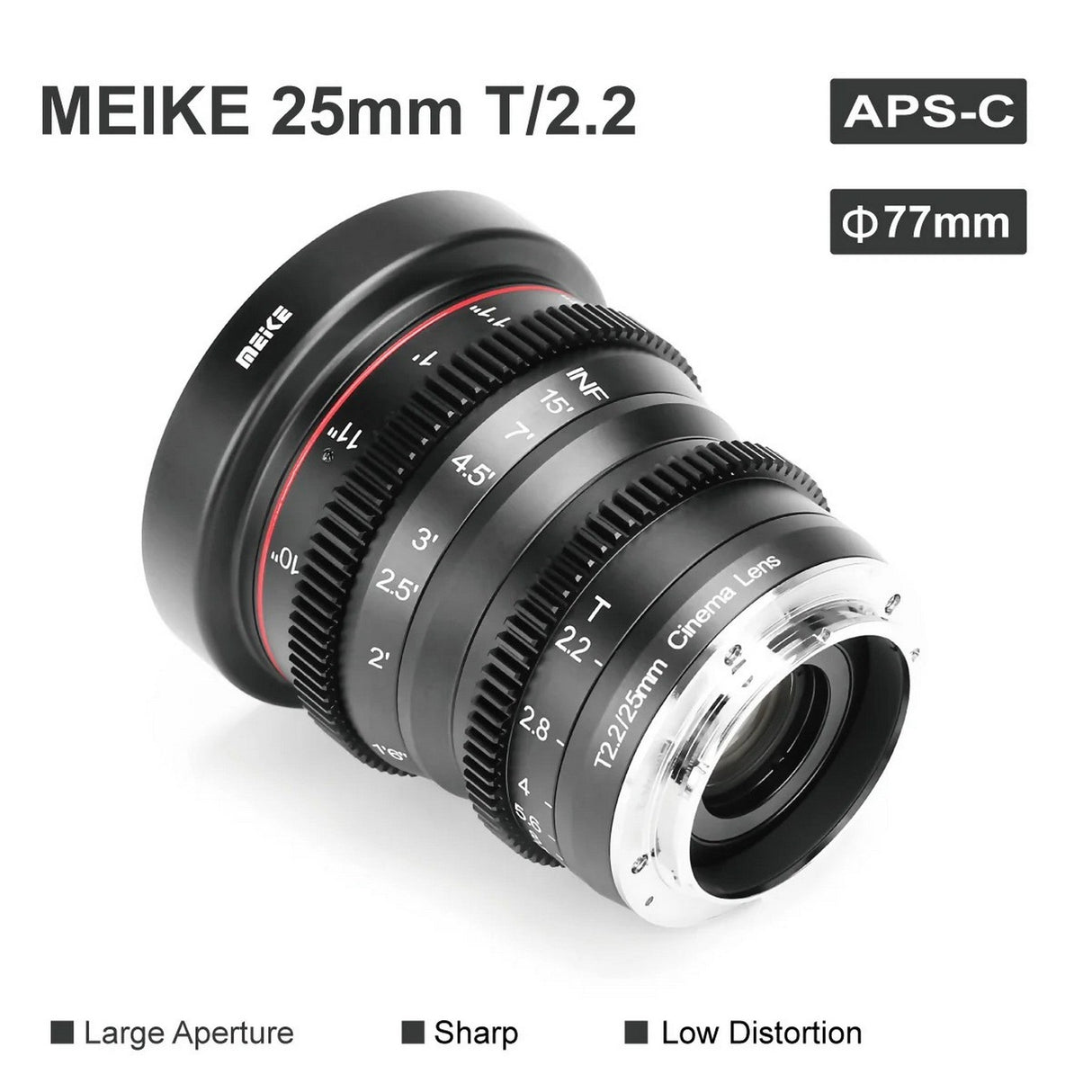 Meike 25mm T2.2 Manual Focus Cinema Lens, Sony E Mount