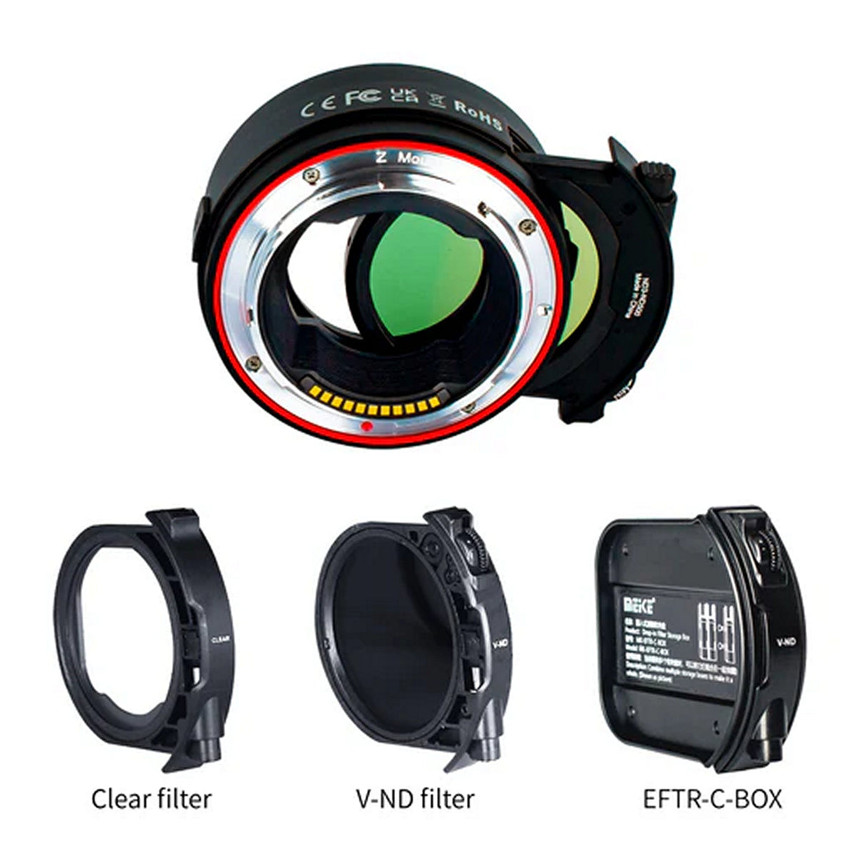 Meike Cinema EFTZ-C Nikon Z Camera to EF Mount Auto Focus Lens Adapter with Variable ND/Clear Filter