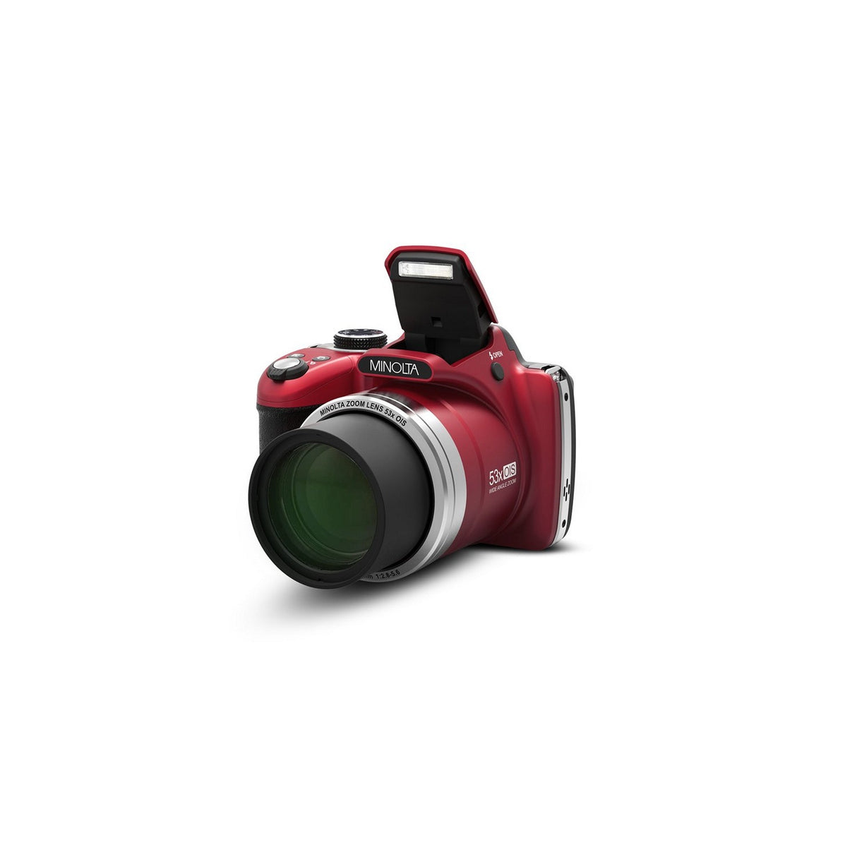 Minolta MN53Z 16 MP HD Bridge Digital Camera with 53x Optical Zoom, Red