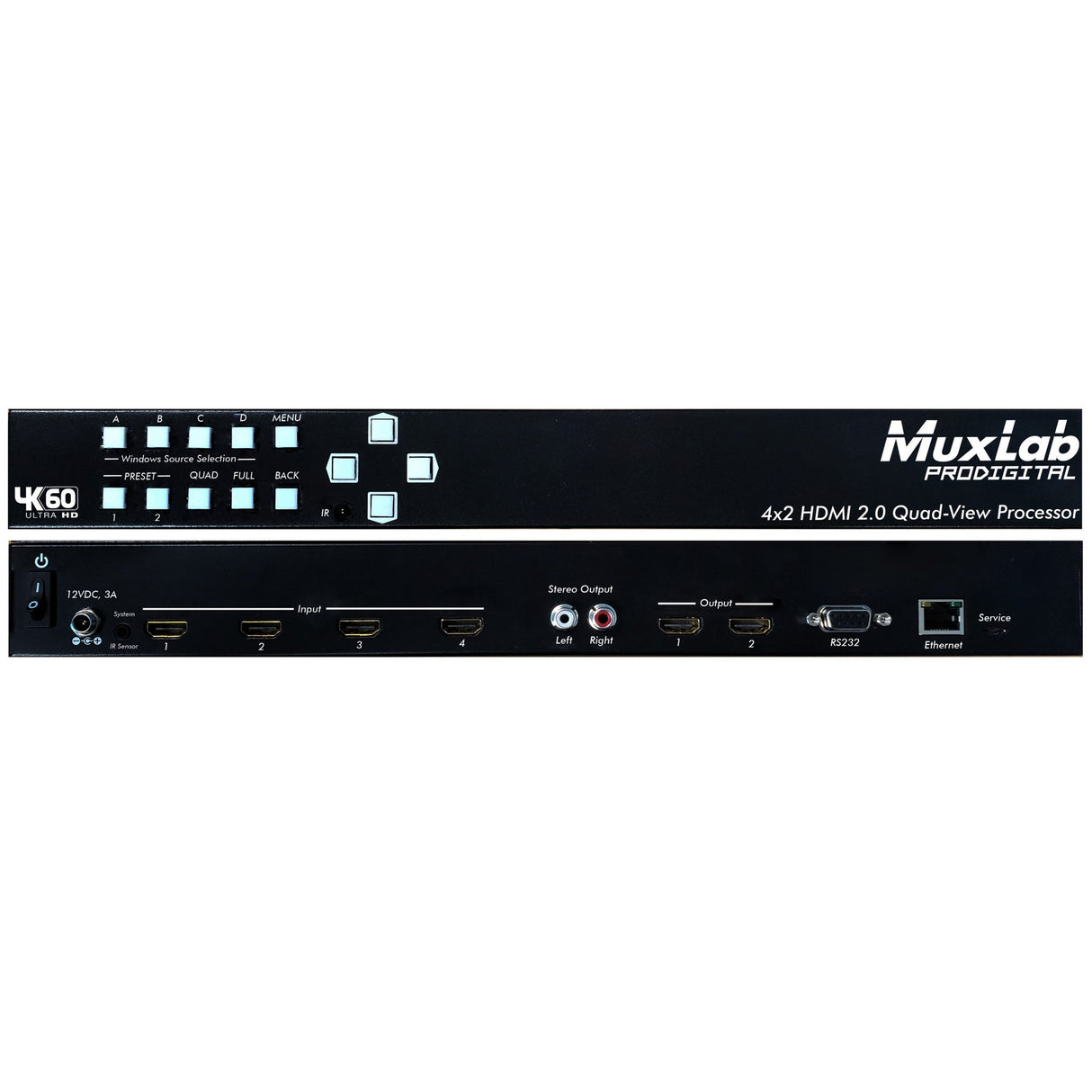 MuxLab 500446 4x2 HDMI 2.0 Quad-View Processor