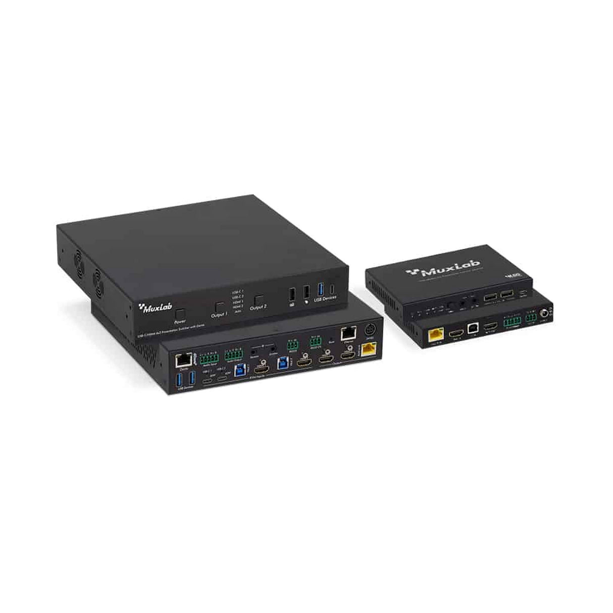 MuxLab 500532 USB-C HDMI 4x2 Presentation Switcher with Dante