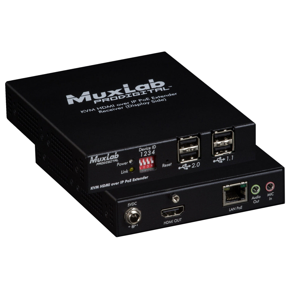 MuxLab 500772 KVM HDMI Over IP PoE Extender UHD-4K for Networked AV Systems