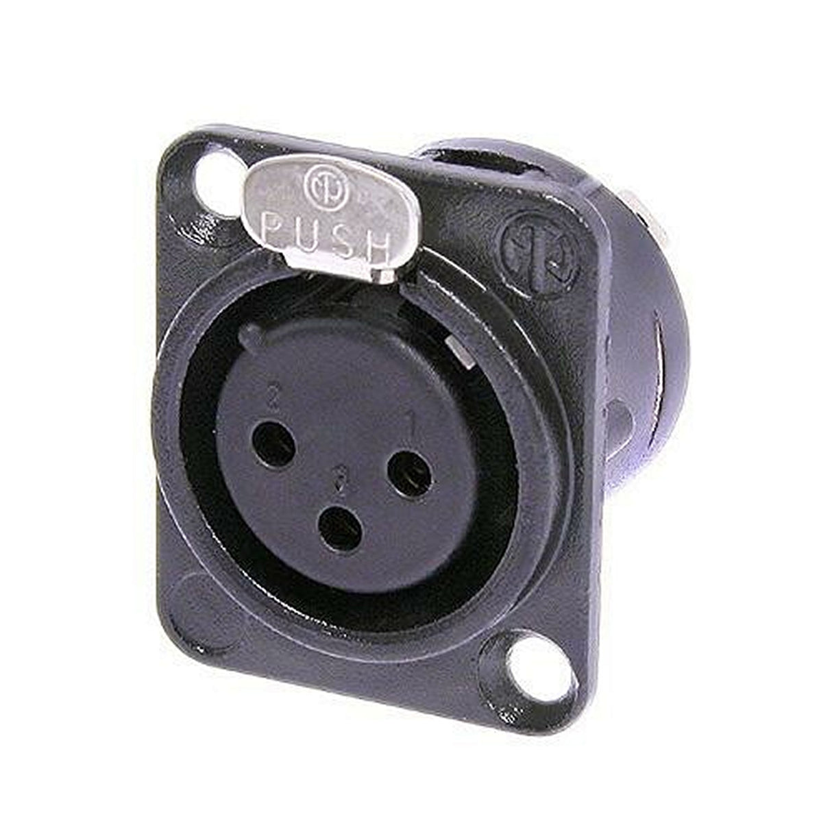 Neutrik NC3FD-L-B-1 3-Pin Female XLR Panel/Chassis Mount Connector, Latching, Black/Gold