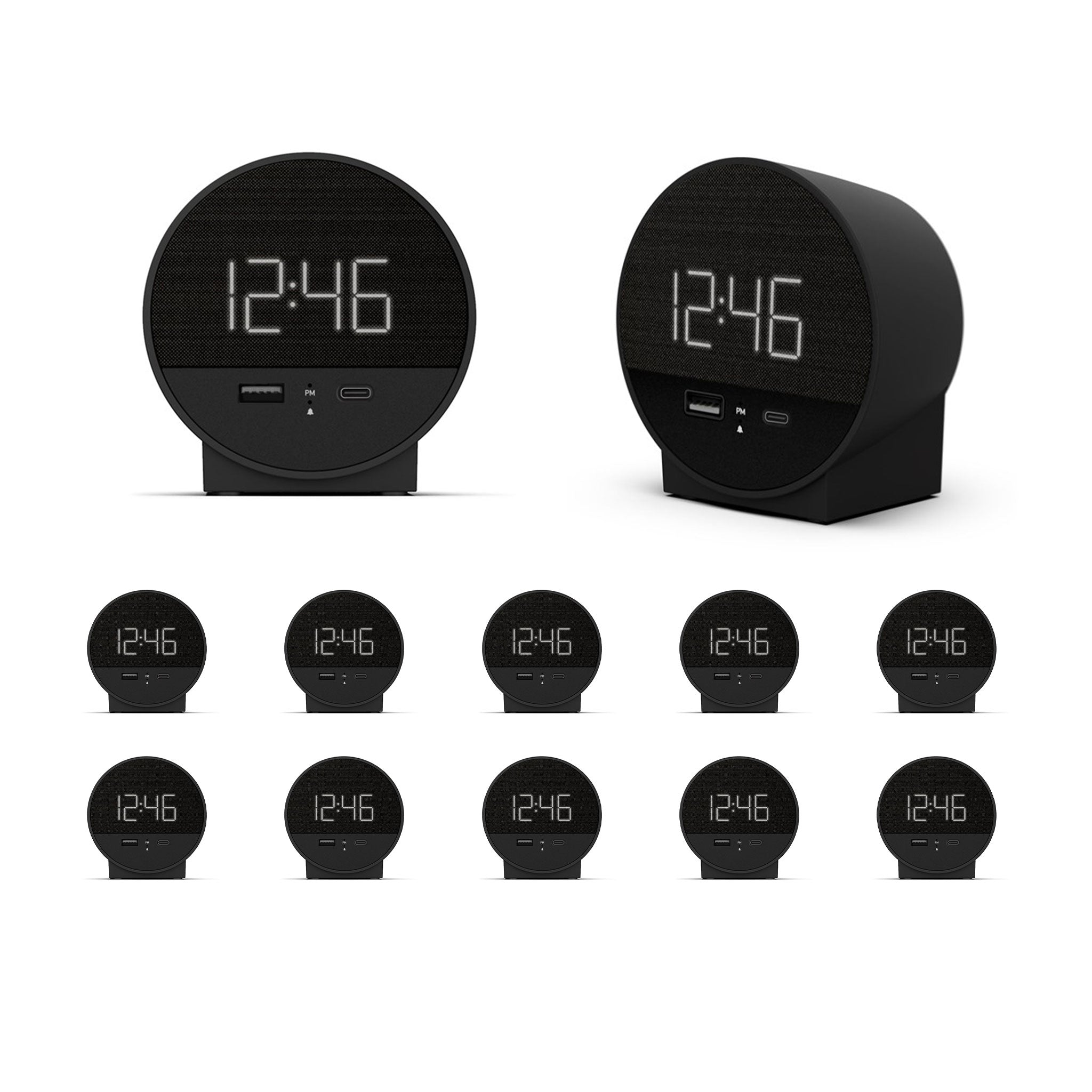 Nonstop NSO2-BK USB-C Hotel Alarm Clock, Black 並行輸入品 Modern Hotel Alarm Clock with Dual USB Charging Outlets - Now with