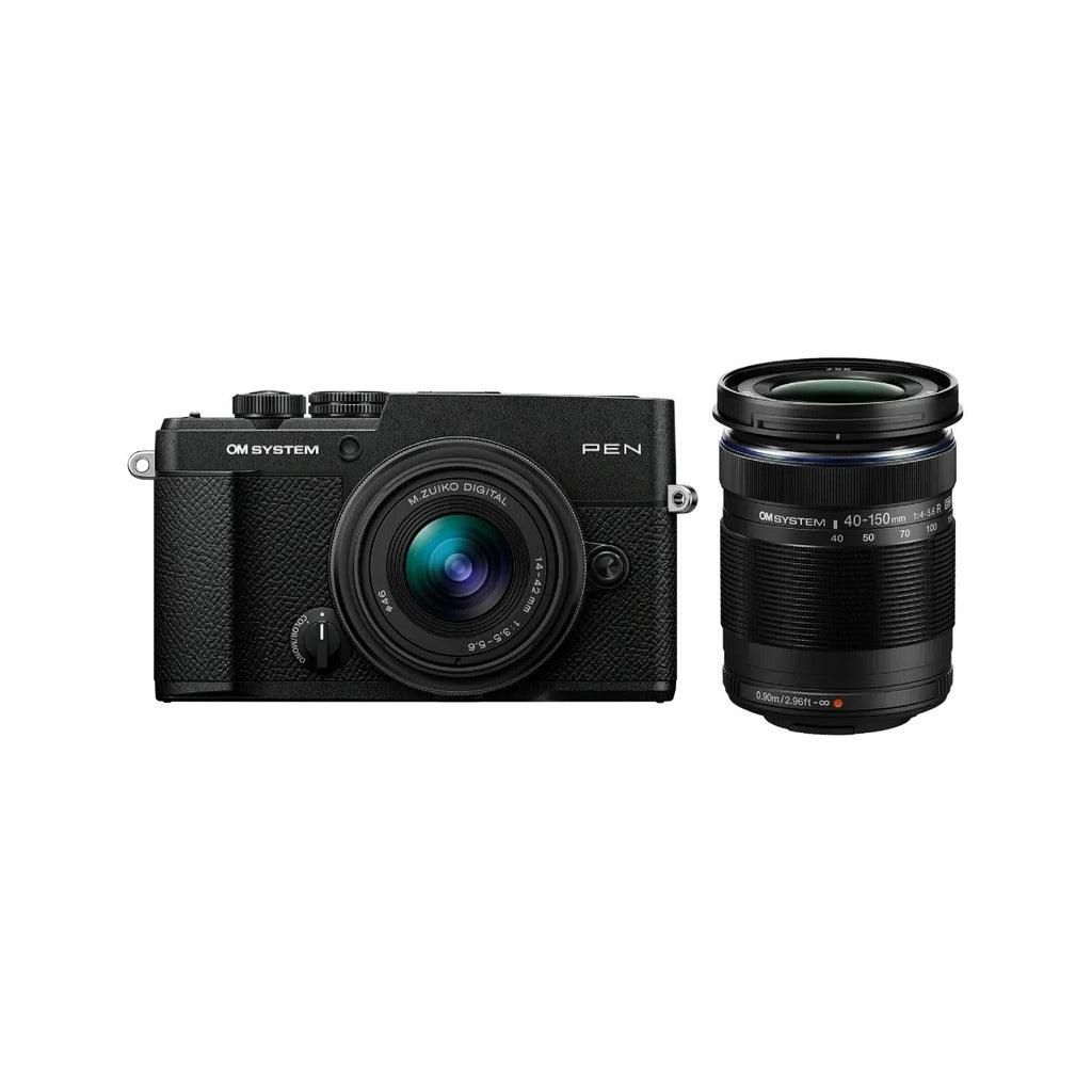 OM System PEN Camera with 14-42mm III and 40-150mm R Lenses, Black