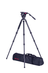 OZEN 10CF3 Tripod System with AGILE 10 Full-Size E-Z LOAD 100mm Fluid Head TR-100CF3 3-Stage Carbon Fiber and Soft Case