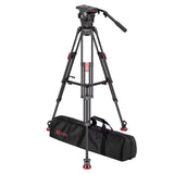 OZEN 10EZ Tripod System with AGILE 10 Full-Size E-Z LOAD 100mm Fluid Head EZ-100 2-Stage Carbon-Fiber and Soft Case