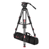OZEN 18AL2HDS Tripod System with AGILE 18S S-LOC 100mm Fluid Head, TR-100AL2HD Heavy-Duty Aluminum Tripod, and Soft Case