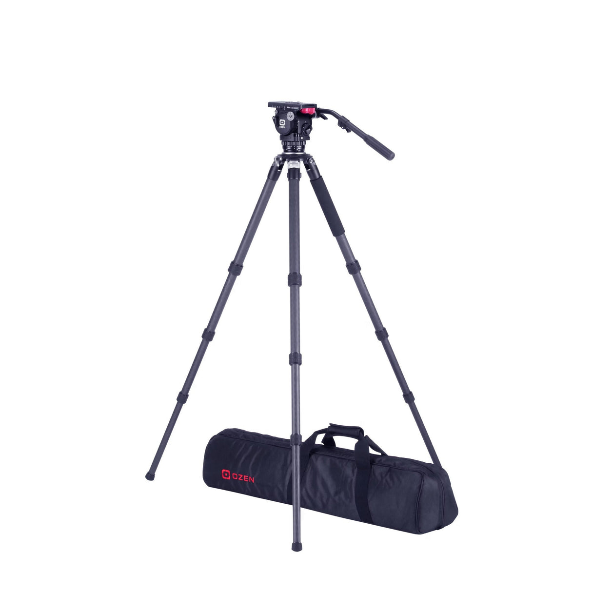 OZEN 5CF3 Tripod System with AGILE 5 Mini E-Z LOAD 75mm Fluid Head, 75CF3 3-Stage Carbon Fiber Tripod, and Soft Case